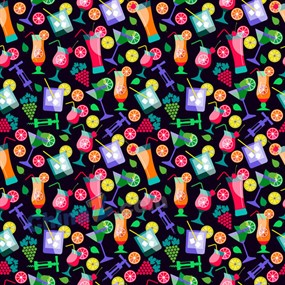 彩色夏季冷饮无缝背景矢量图